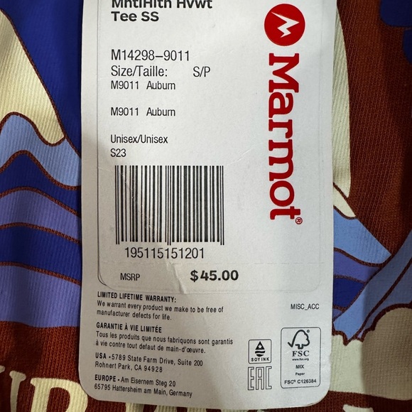 Marmot Mountain Works “Take Your Body” Graphic Tee - Size S - Auburn - Unisex - - Picture 5 of 5